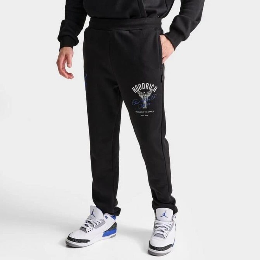 Hoodrich Jogger Mens Medium Black Tapered Leg Elastic Waist Embroidered logo